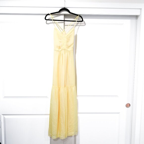 Intermix Size XS /US0 Chelsea Yellow Chiffon Maxi Dress 100% Silk Maxi Dress - Picture 4 of 10